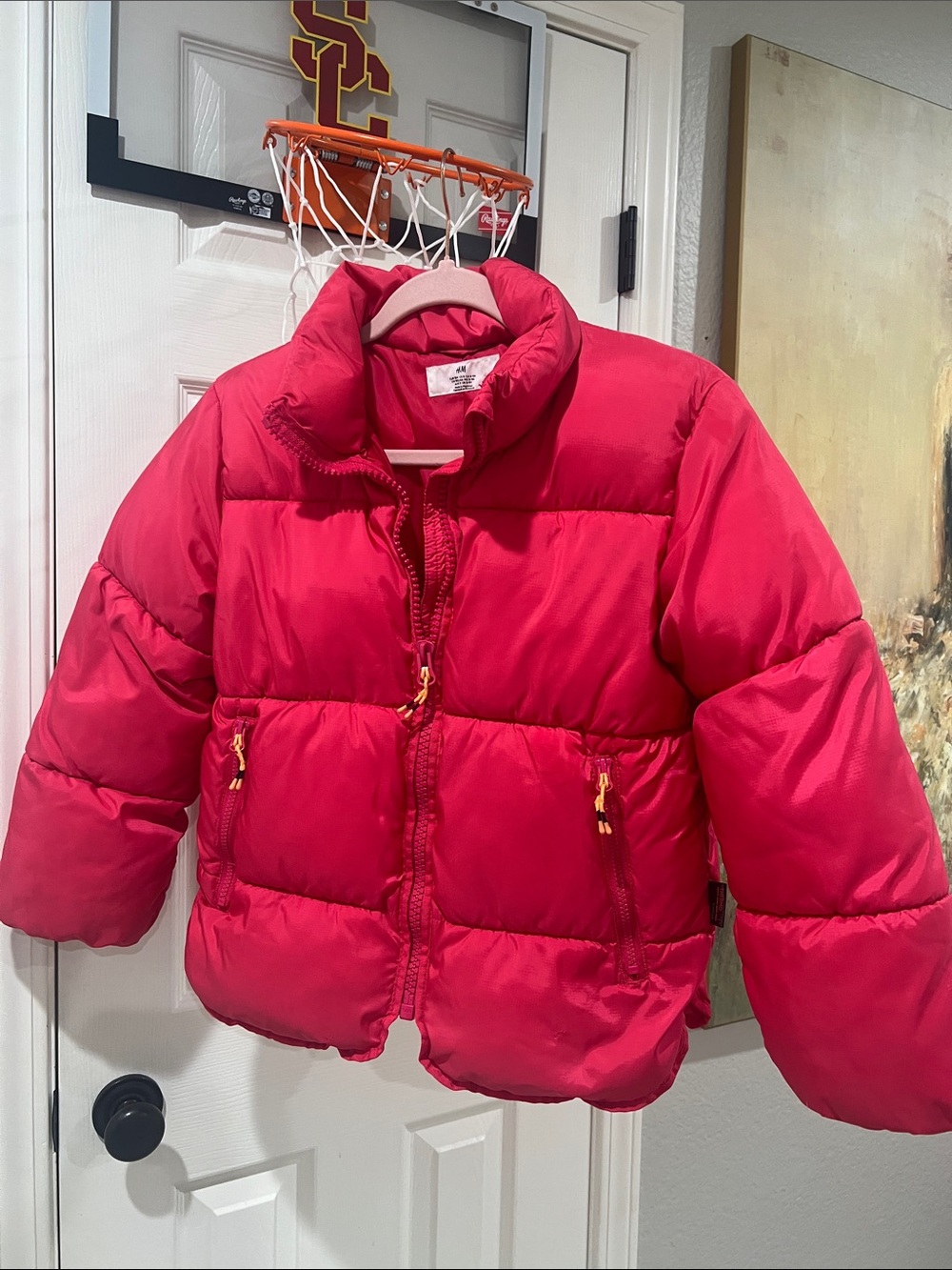 H&M Kids Puffy Jacket in Bright Pink